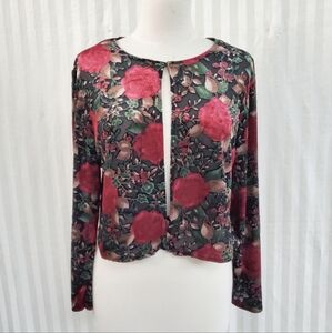 Vintage One Button Semi Sheer Velvet Iridescent Cardigan